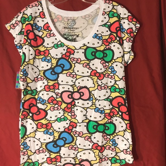 Mighty Fine Tops - Hello kitty all over print shirt short sleeve